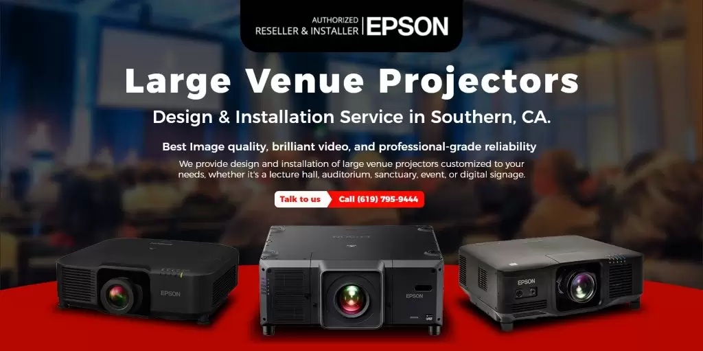 As authorized dealers and installers for EPSON, Comsat AV offers high-quality large venue projectors to meet every need. Our team has the expertise to help you choose the right projector for your space and provide professional installation services to ensure optimal performance.